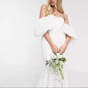 ASOS brand new Chelsea off shoulder wedding dress